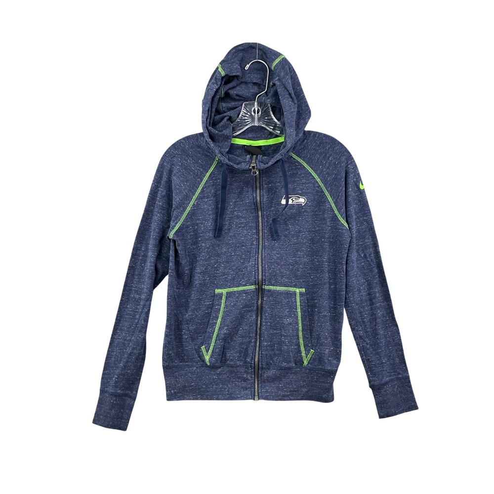 Nike Full Zip Hoodie Women Small Blue Seattle Seahawks NFL Heathered Sportswear